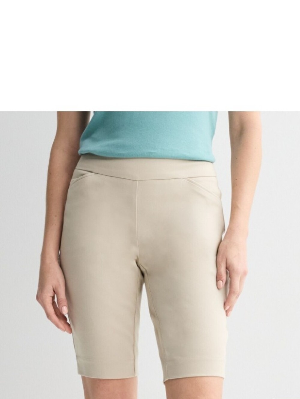 Beige Stretch Bermuda Shorts for Women